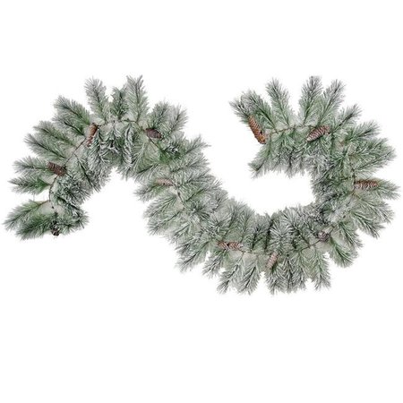 ADLMIRED BY NATURE Admired by Nature GXW5946-SNOW 9 ft. Christmas Natural Pine Cone with Frosted Snow Garland 85 Tips GXW5946-SNOW